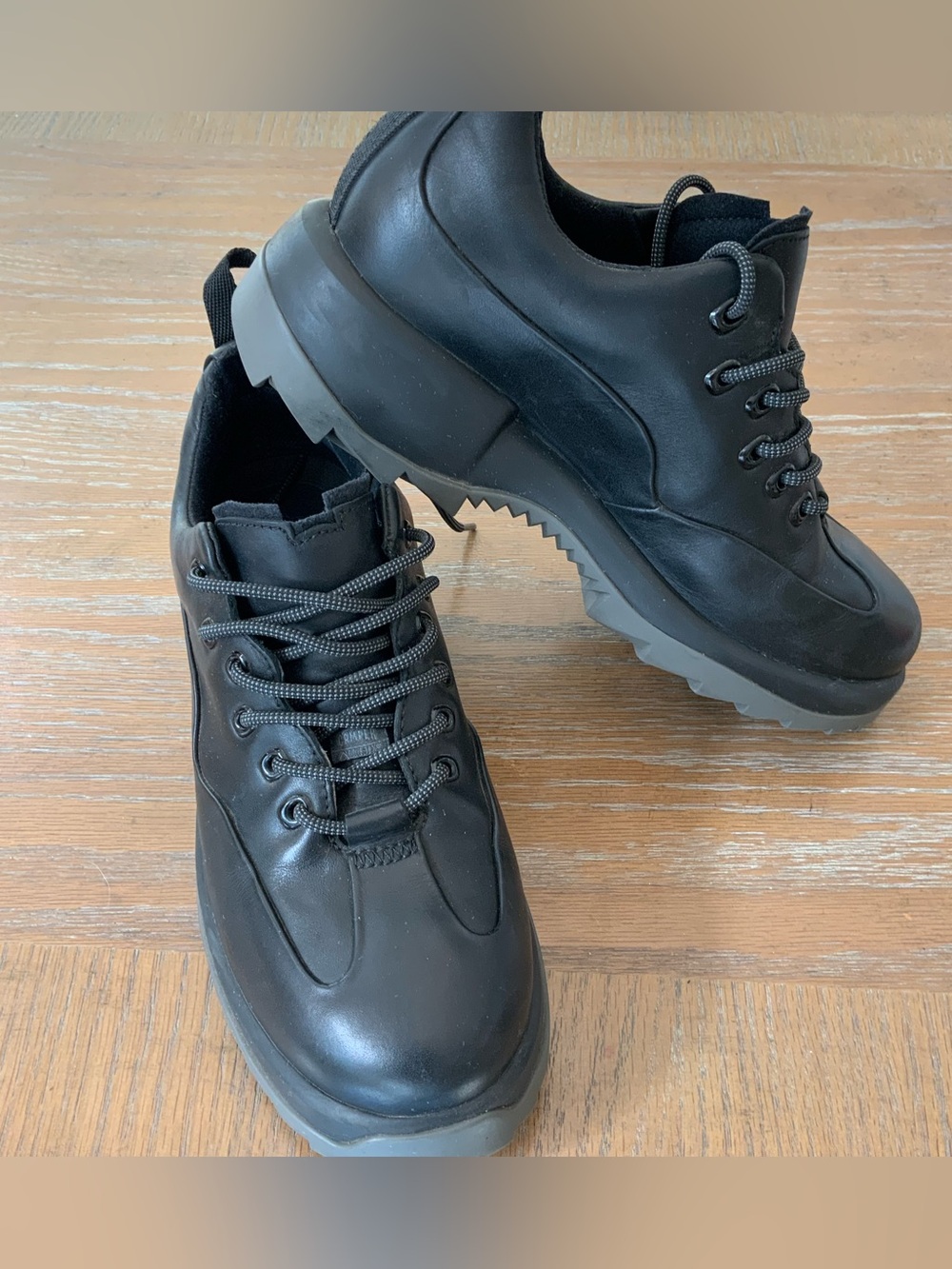 Camper Leather Black Lace-Up Ankle Sneakers Round Toe Casual US 7